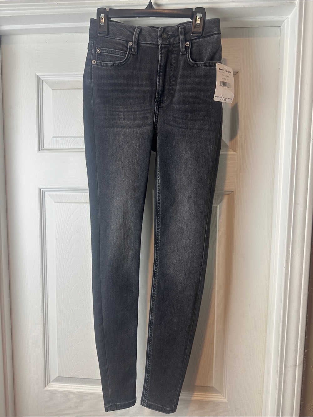 Free People We the Free High-Rise Black Skinny Jeans Size 24 NWT